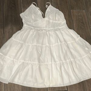 White Spaghetti Strap Sundress. Halter Type Bustline. Fully lined. 2XL
